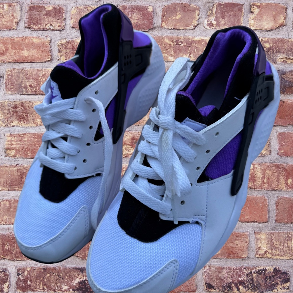 White and Purple Athletic Sneakers